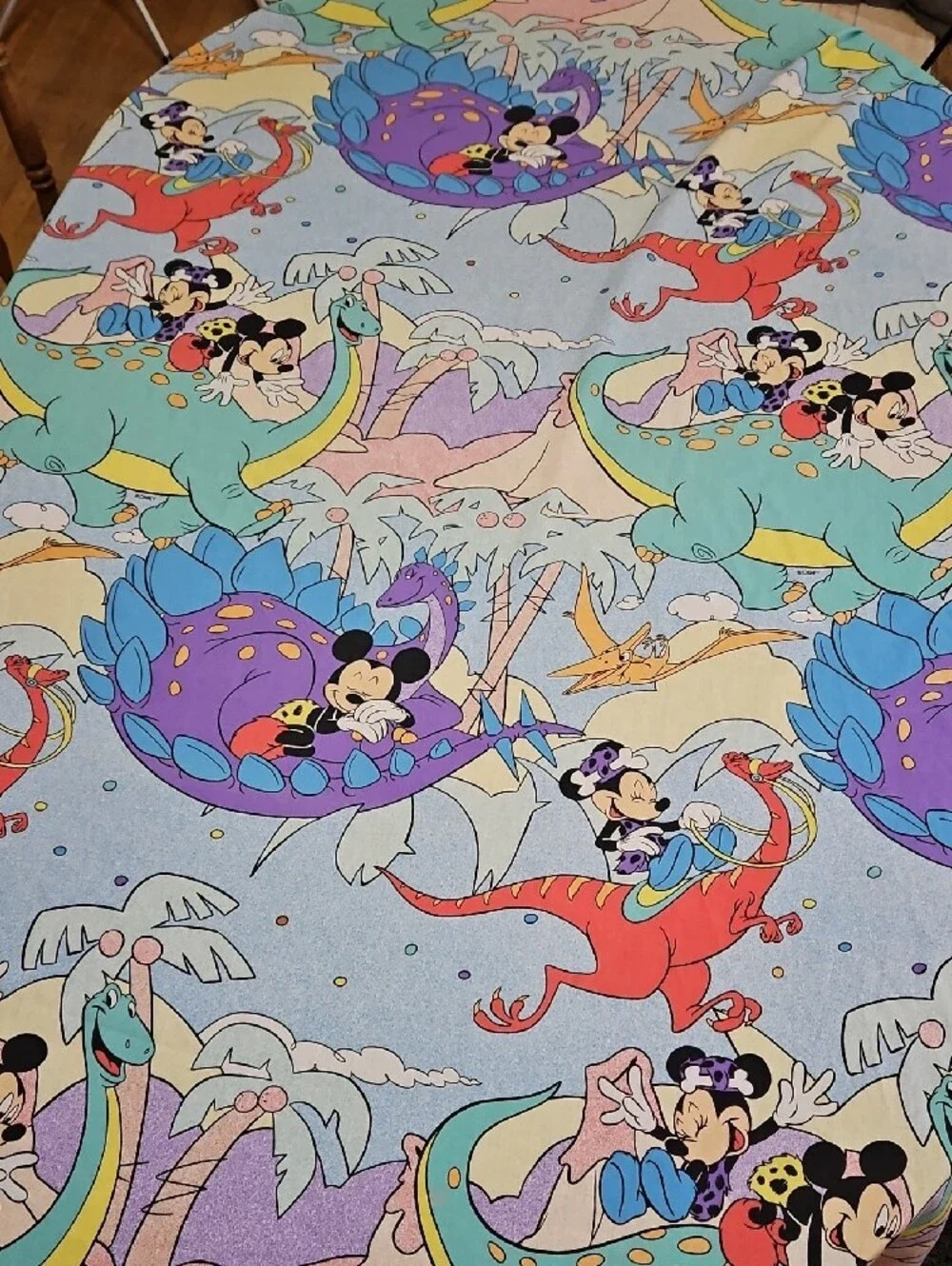 Vintage 80s Disney Mickey & Minnie Stone Age Twin Sheet Set (3 Piece)